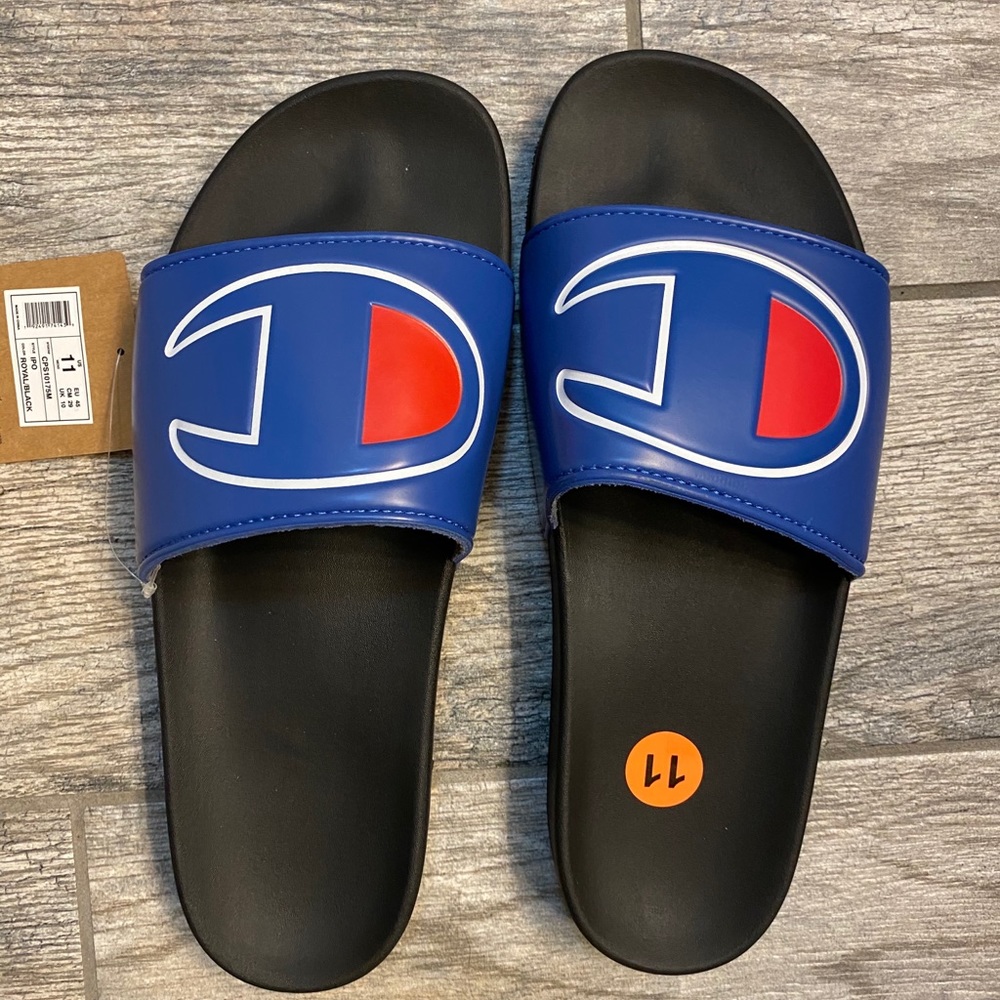 NWT Champion slides IPO Royal/Black sz 11 men